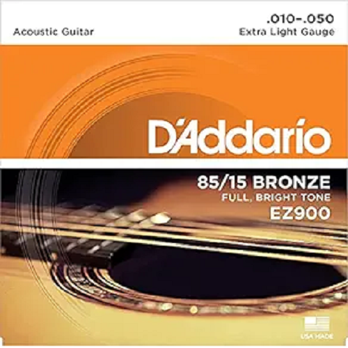 D'Addario Bronze Acoustic Guitar Strings_ EZ900{.010-.050_Extra Light Gauge}_Stainless Steel Material