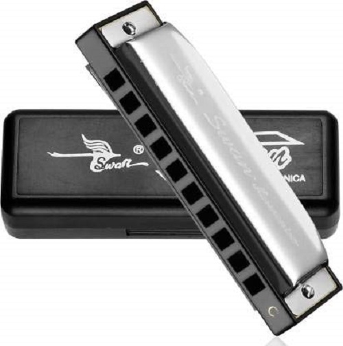 Swan SW1020 10 Hole Harmonica Mouth Organ (Silver, Key C)